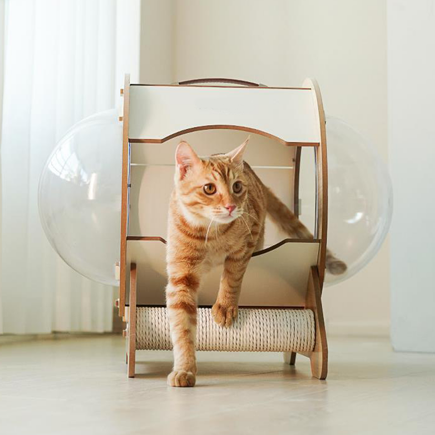 REDSASA 2-in-1 Cat House with Scratch Board, 360°View Large Capacity Cat Bed for Cats of All Ages with Staircase