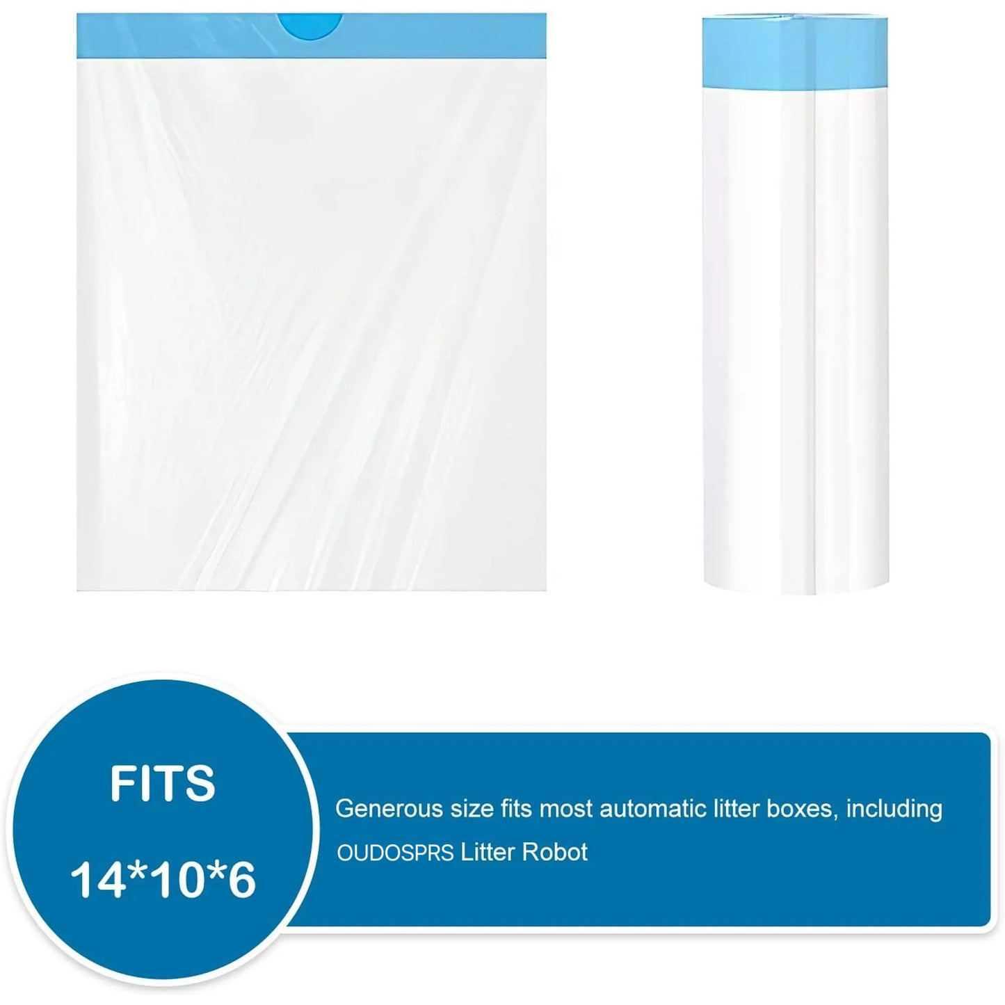 REDSASA Cat Litter Box Liners Bags, 120 PCS Extra-Thick Cat Waste Bags for Self-Cleaning Cat Litter Box, Drawstring Cat Litter Liner Box Self Cleaning Trash Bags