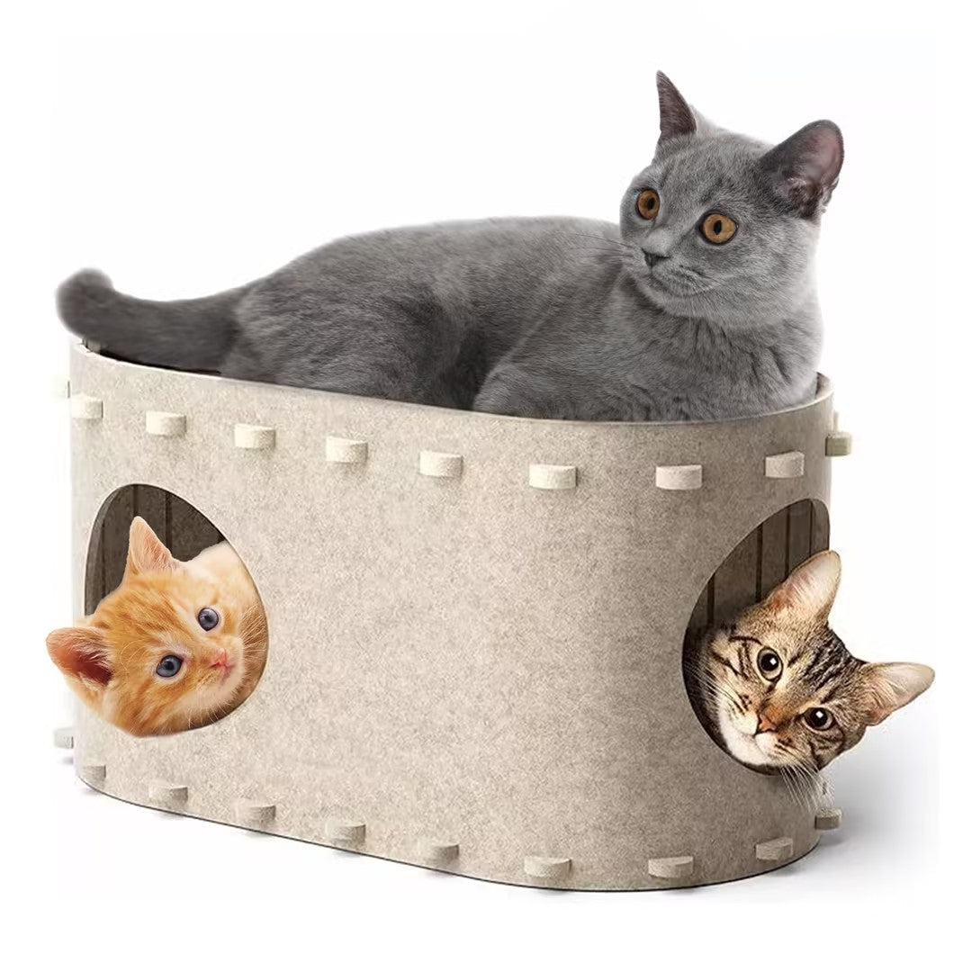 Redsasa Cat Houses for Indoor Cats - Large Cat Bed Cave for 22LB Cat, 2-in-1 Cat Scratcher House, Foldable Cat Hideaway, 22.8x12.9x11.8 inches