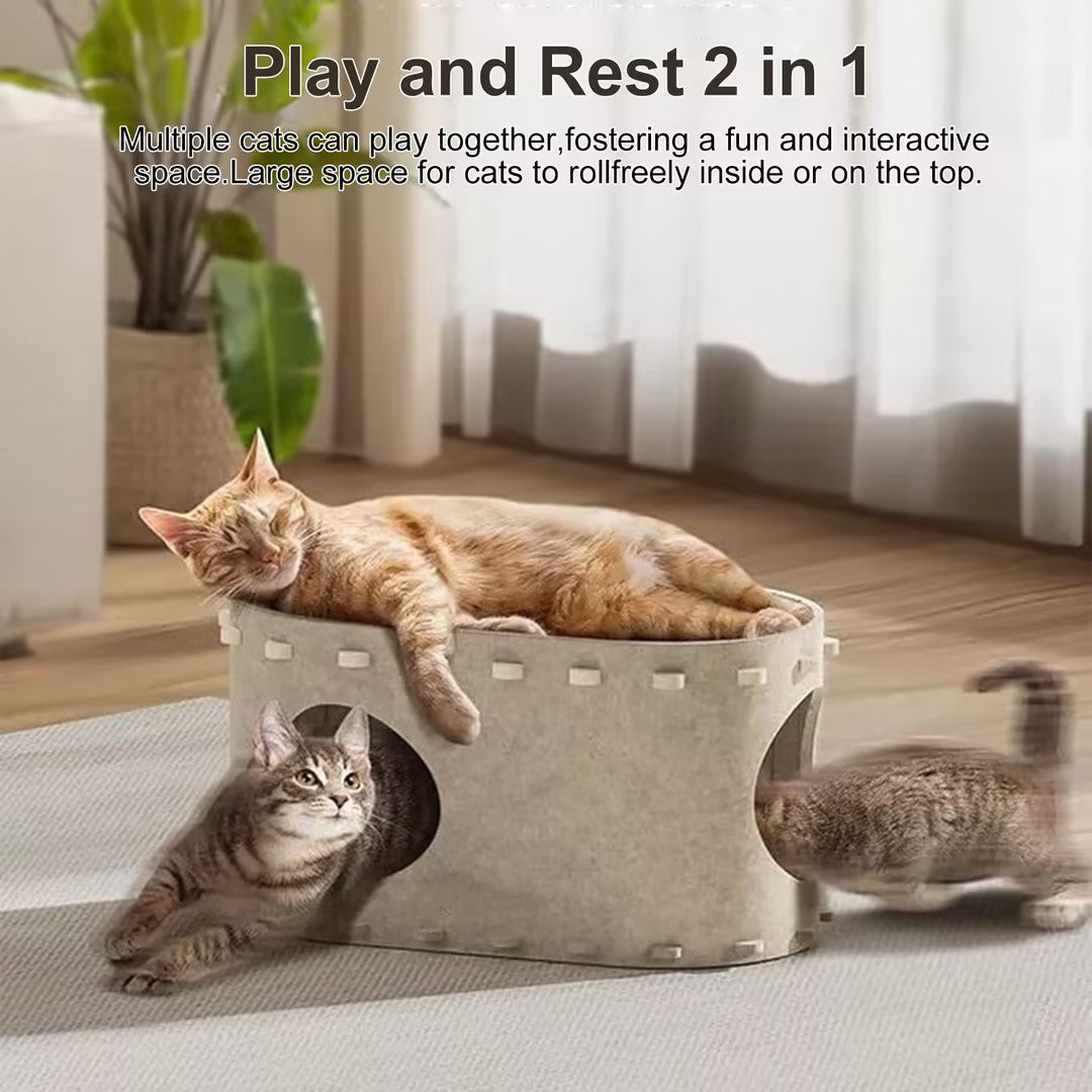 Redsasa Cat Houses for Indoor Cats - Large Cat Bed Cave for 22LB Cat, 2-in-1 Cat Scratcher House, Foldable Cat Hideaway, 22.8x12.9x11.8 inches