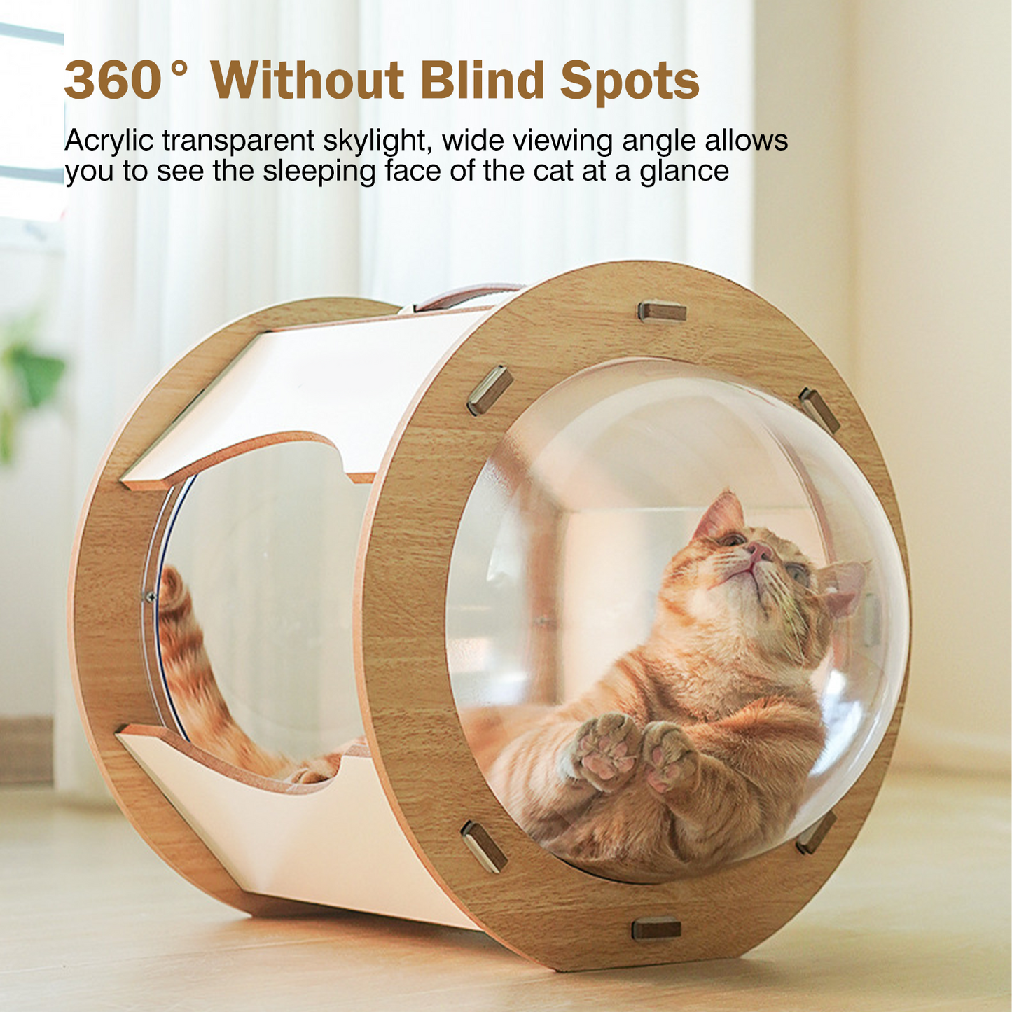 REDSASA 2-in-1 Cat House with Scratch Board, 360°View Large Capacity Cat Bed for Cats of All Ages with Staircase