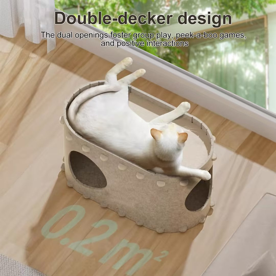 Redsasa Cat Houses for Indoor Cats - Large Cat Bed Cave for 22LB Cat, 2-in-1 Cat Scratcher House, Foldable Cat Hideaway, 22.8x12.9x11.8 inches