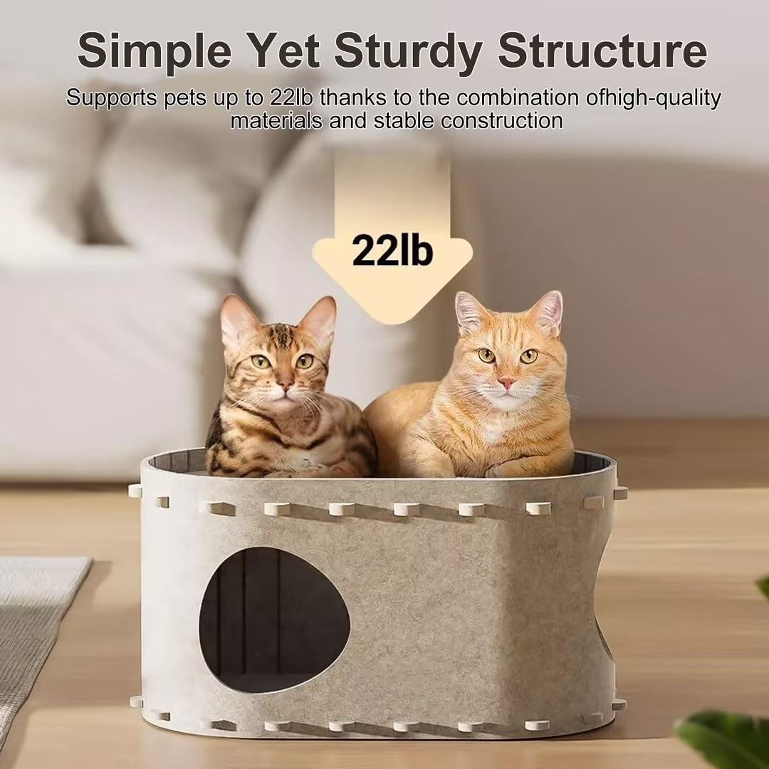 Redsasa Cat Houses for Indoor Cats - Large Cat Bed Cave for 22LB Cat, 2-in-1 Cat Scratcher House, Foldable Cat Hideaway, 22.8x12.9x11.8 inches