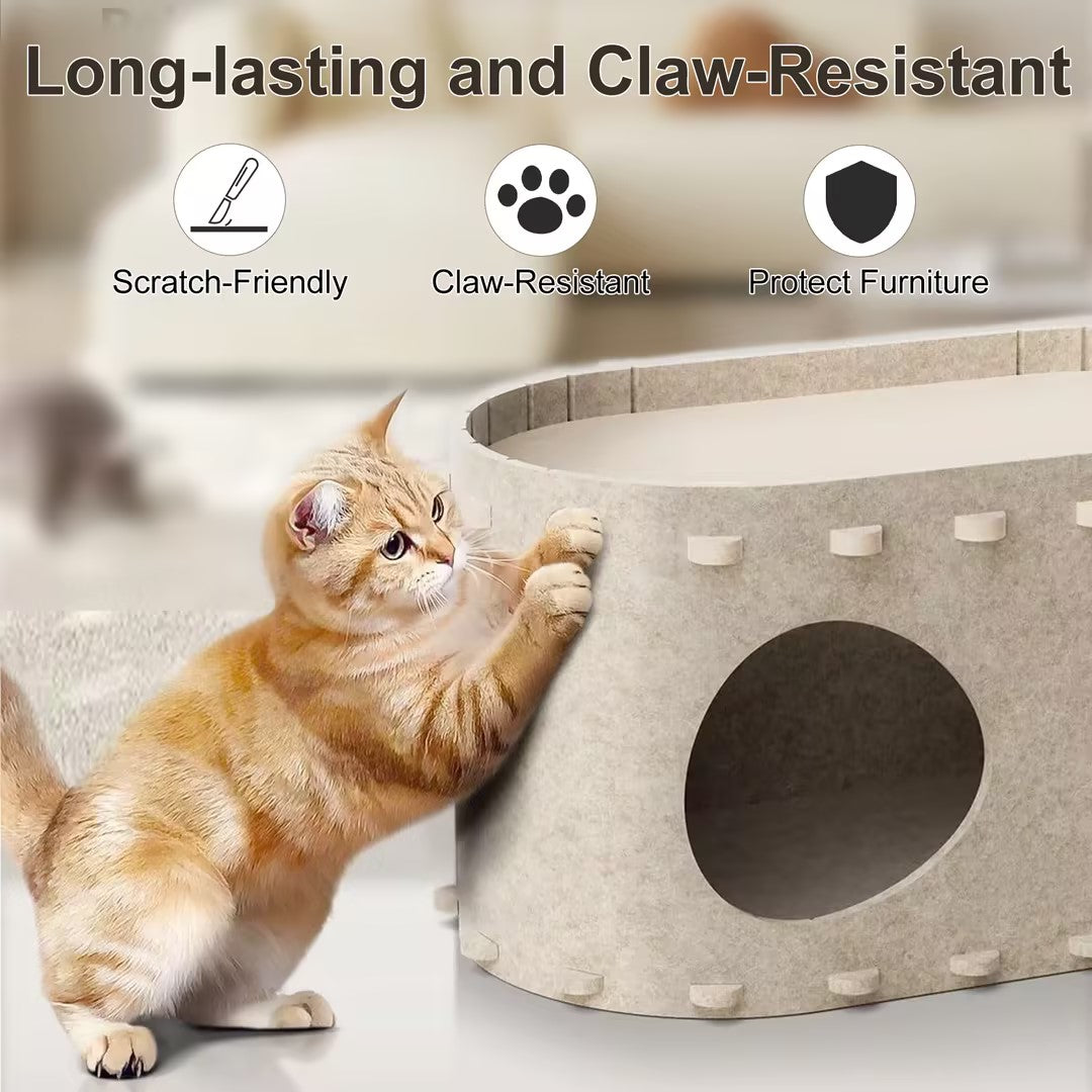 Redsasa Cat Houses for Indoor Cats - Large Cat Bed Cave for 22LB Cat, 2-in-1 Cat Scratcher House, Foldable Cat Hideaway, 22.8x12.9x11.8 inches