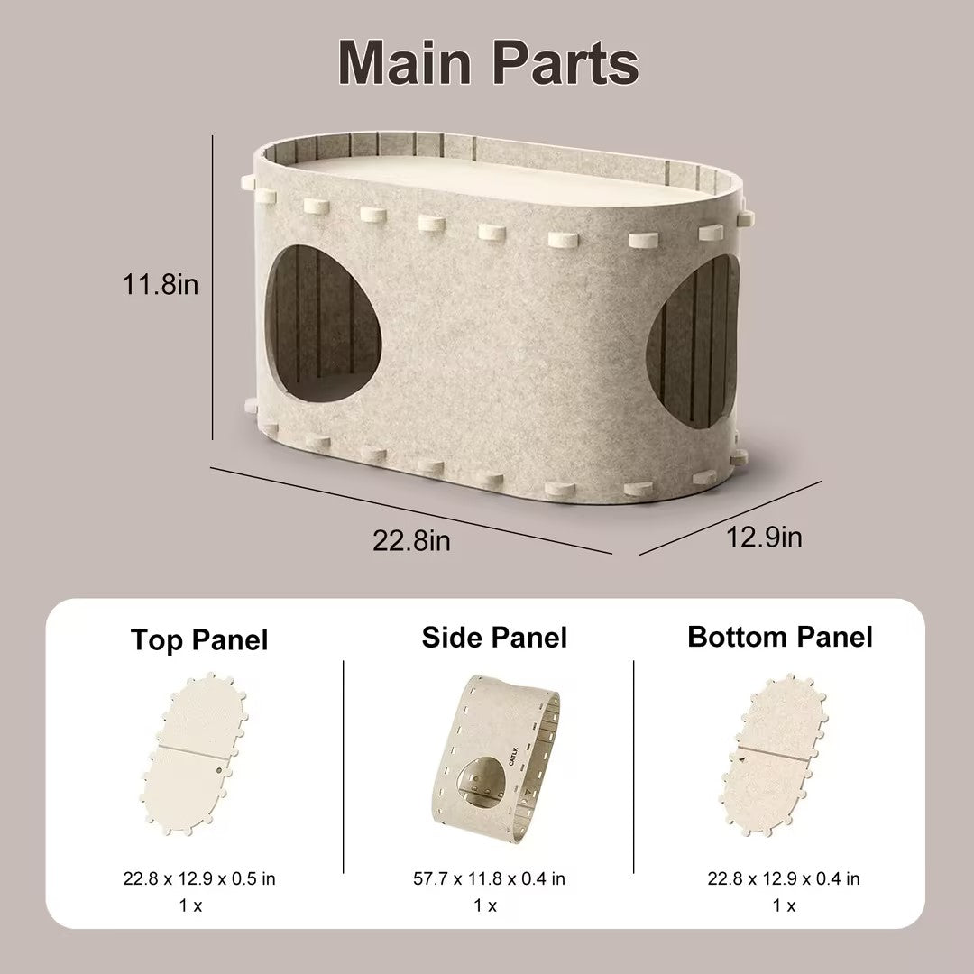 Redsasa Cat Houses for Indoor Cats - Large Cat Bed Cave for 22LB Cat, 2-in-1 Cat Scratcher House, Foldable Cat Hideaway, 22.8x12.9x11.8 inches
