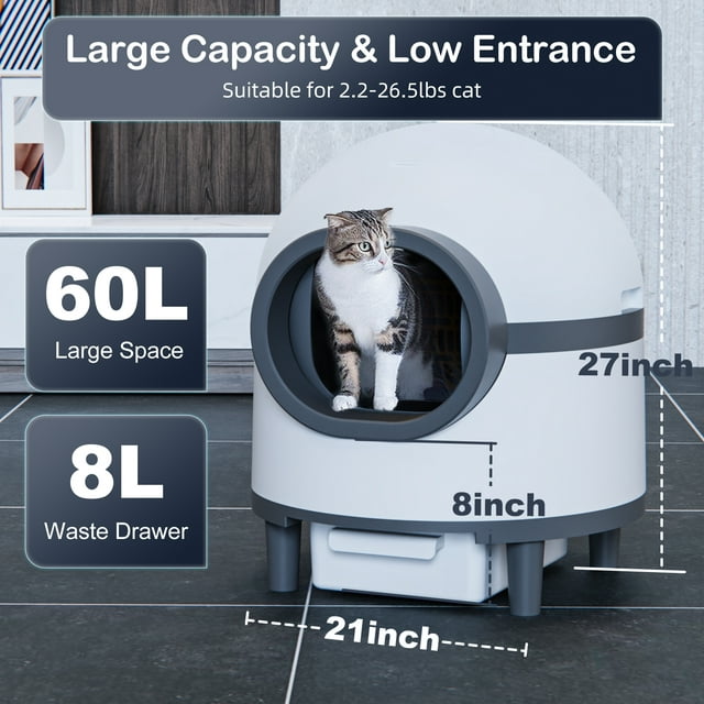 PET021 Self-Cleaning Cat Litter Box, Smart Cat Litter Box (GRAY)