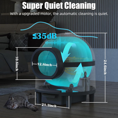 Catstar PET021 Self-Cleaning Cat Litter Box, Smart Cat Litter Box (Black)