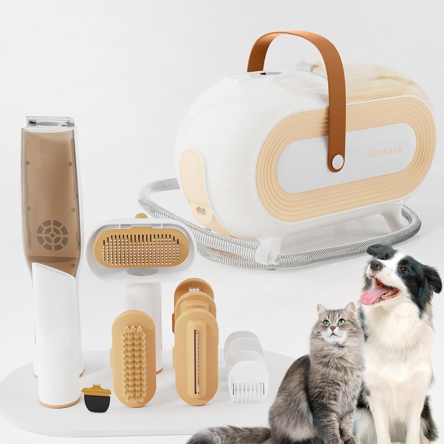 REDSASA M2 Pet Grooming Kit & Vacuum Suction, 2L Large Capacity for Shedding Grooming Hair