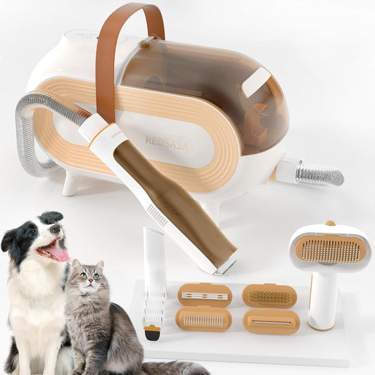 REDSASA M2 Pet Grooming Kit & Vacuum Suction, 2L Large Capacity for Shedding Grooming Hair
