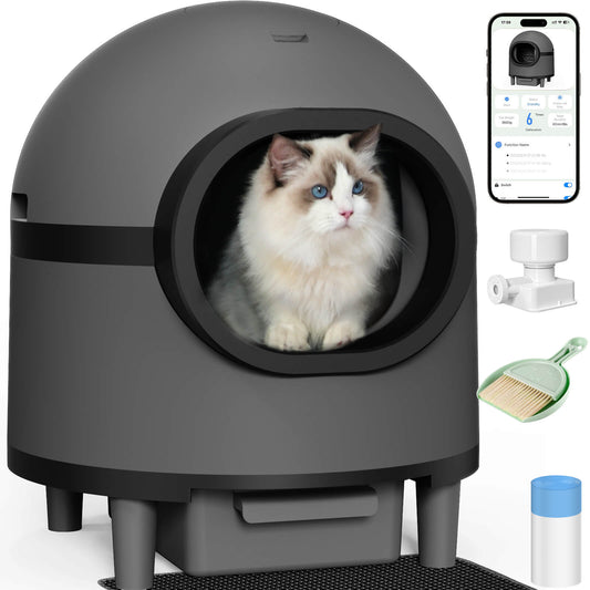 Catstar PET021 Self-Cleaning Cat Litter Box, Smart Cat Litter Box (Black)