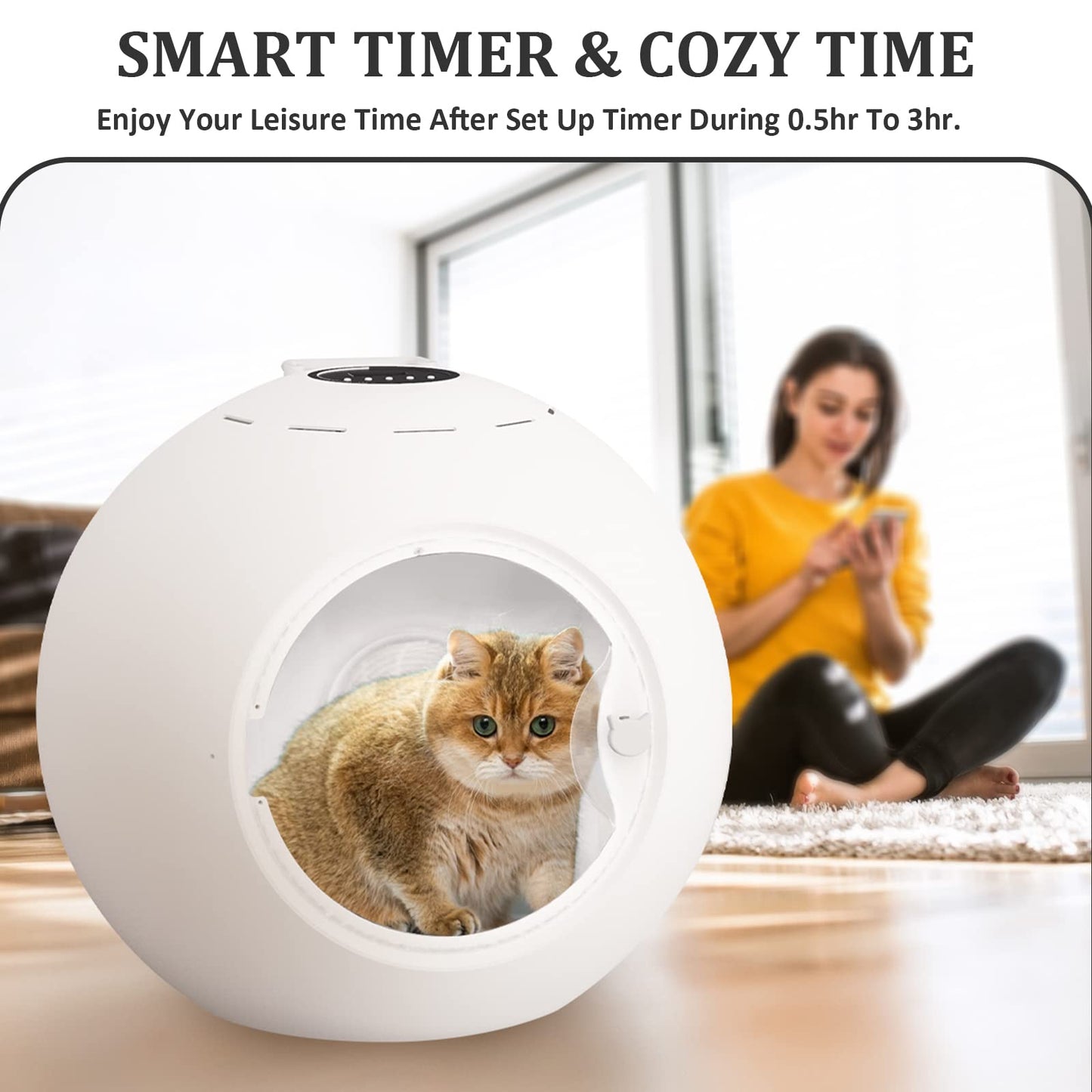 Smart timer & cozy time | Pet Dryer for Cats and Small Dog
