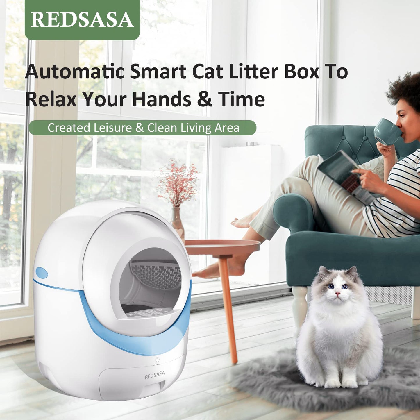 PET001 Self Cleaning Cat Litter Box for Multiple Cats, Automatic Cat Litter Box with APP Control