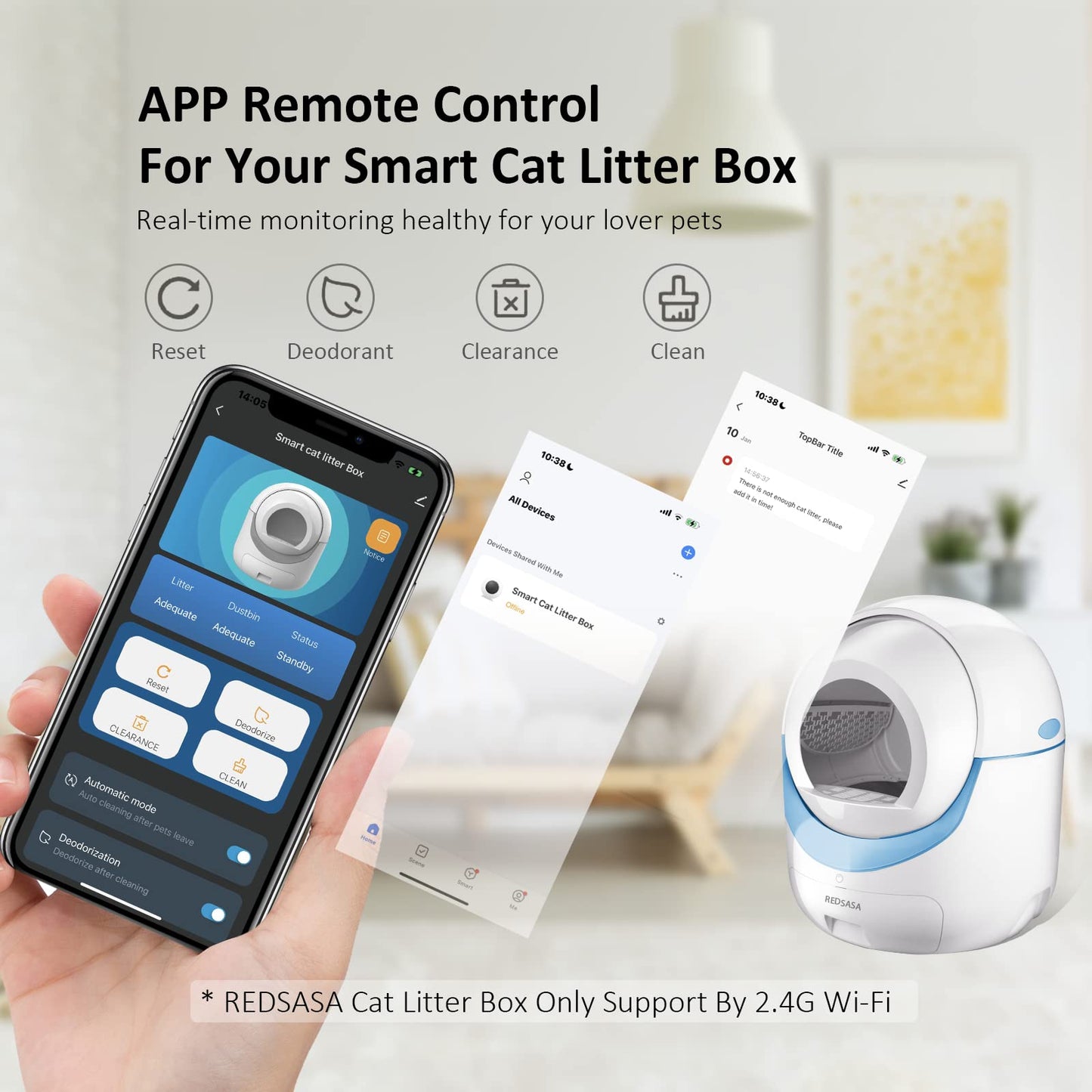 PET001 Self Cleaning Cat Litter Box for Multiple Cats, Automatic Cat Litter Box with APP Control