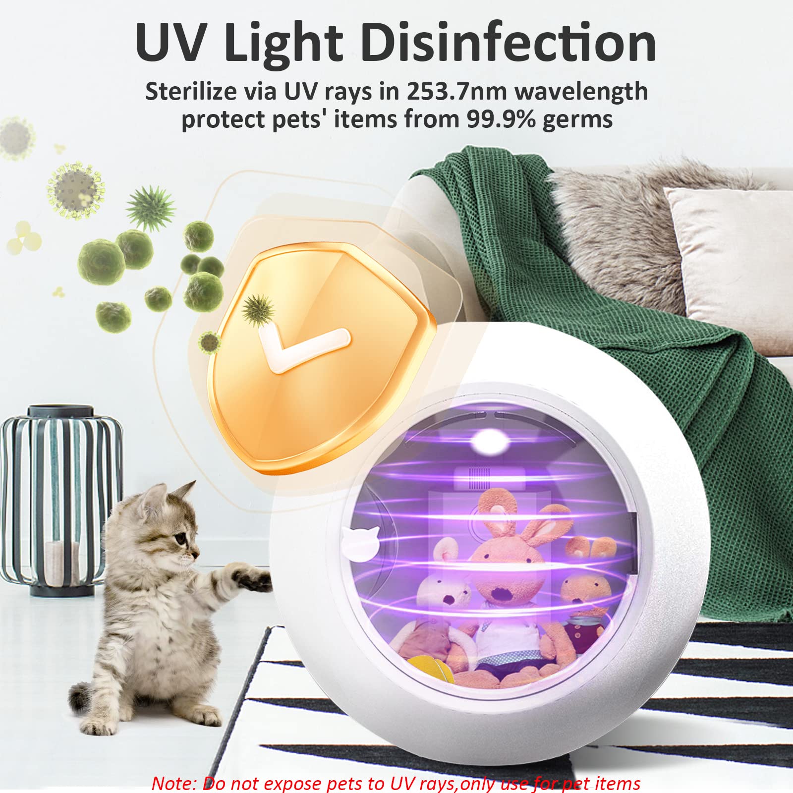 UV Light Disinfection | Pet Dryer for Cats and Small Dog