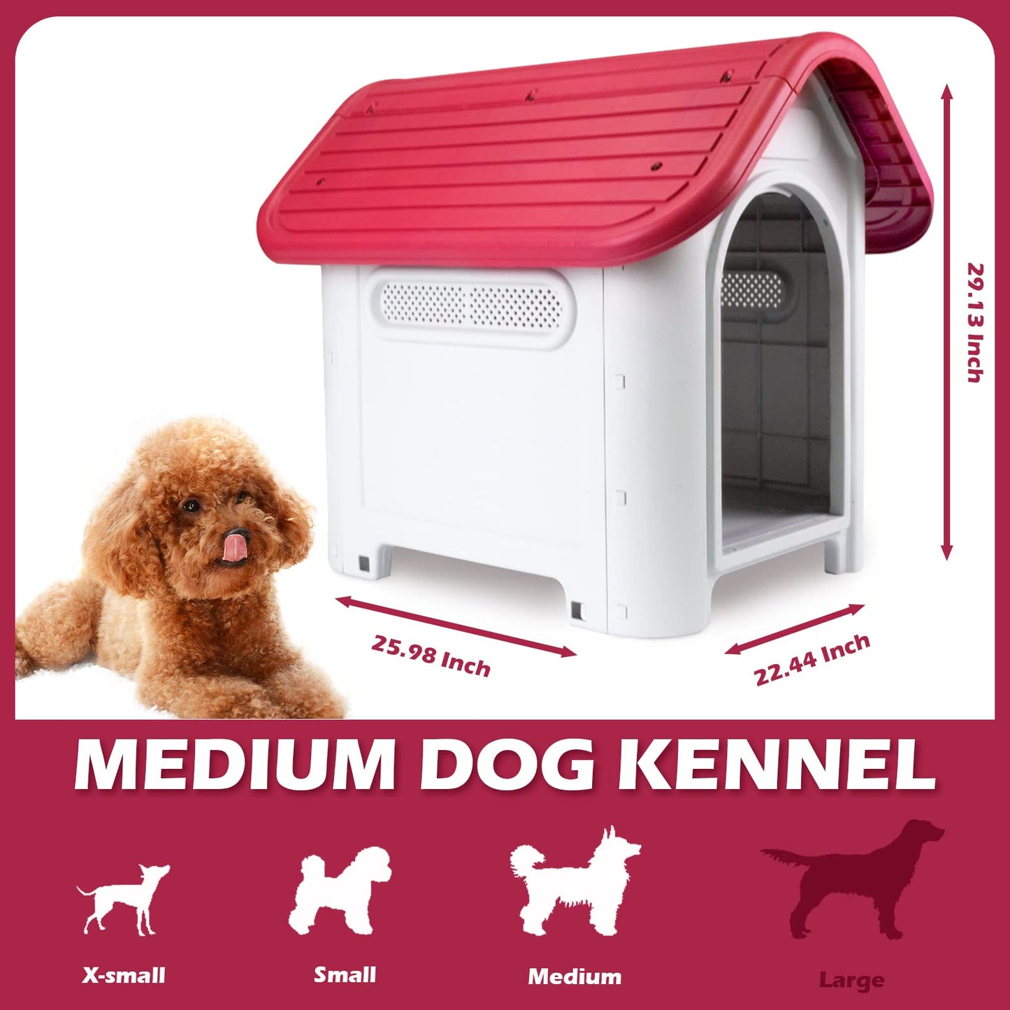 medium dog kennel | Durable Waterproof Plastic Dog House